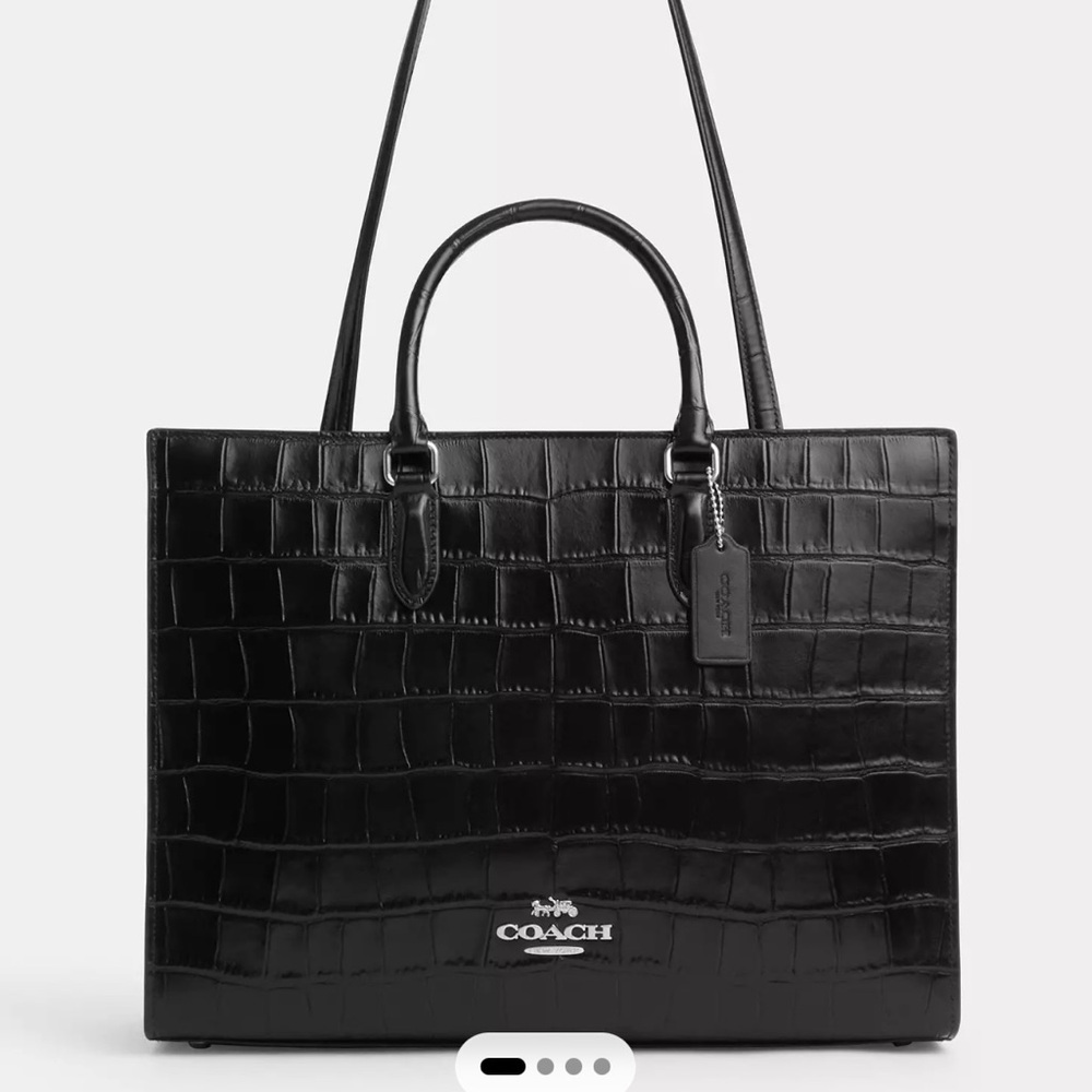 Coach Maggie Black Croc Embossed Tote handbag leathers